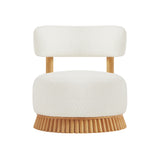 Upholstered Accent Chair Ergonomic Lounge Chair Round Armless Chair with Curved Back & Thick Cushion, Beige
