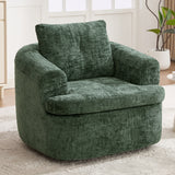 360° Swivel Accent Barrel Chair, Sofa Chair Swivel Round Chair with Dual-Layer Cushion for Living Room/Bedroom/Office, Green