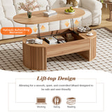 Lift Top Coffee Table with Hidden Storage, Oval Wooden Center Table, Space-Saving Home Furniture, Natural