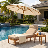 4-Position Adjustable Outdoor Chaise Lounge with Water-Resistant Cushion & Head Pillow, Patio Recliner Sun Lounge Chair Daybed, Brown