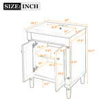 24" Bathroom Vanity with Ceramic Sink, 2-Tier Storage Cabinet, Retro Vanity with Soft-Close Doors and Large Shelves