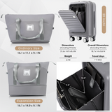 2 PCS Luggage Set, 20" Carry-On Suitcase with USB Port, Cup Holder & Travel Duffel Bag, Grey - ModernLuxe