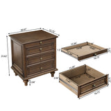 Farmhouse 4-Drawer Nightstand Set of 2 Side Table Wood Storage End Table with Hidden Pull-Out Shelf