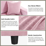 55"W Upholstered Chaise Lounge Sofa Bed Sofa Couch with Tufted Seat and Detachable Pillows, Pink