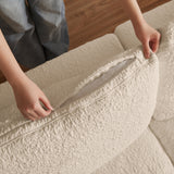 110" Cloud Sectional Couch, Convertible L-Shape Sofa with Ottoman, 3-Seater Modular Sectional Sofa, Warm Beige