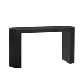 59.2"W Curved Console Table with Unique Vertical Stripe Design, Suitable for Living Room, Study and Entrance, Black