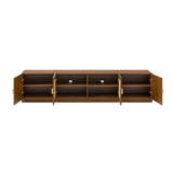 TV Stand for TVs Up to 85", Mid-Century Modern Media Console Table Entertainment Center with Rattan Doors & Adjustable Shelves, Walnut