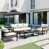 4 PCS Patio Outdoor Steel Sofa Set