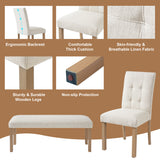 6-Piece Modern Dining Set, Rectangle Kitchen Table with 4 Upholstered Chairs & Bench, Ideal for Dining Room and Living Room