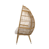 Patio Egg Chair with Soft Cushion, Indoor&Outdoor Basket Chair Accent Chair Weather-resistant Patio Seat Leisure Chair, Natural