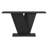 Modern V-Shaped Console Table with Acacia Wood Veneer – Sleek Entryway Table with Wide Tabletop, Black