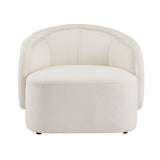 Curved Boucle Accent Chair, Textured Upholstered Armchair Sofa Chair Barrel Chair