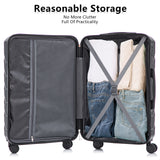 3PCS ABS Luggage Set Suitcase with Spinner Wheels & Combination Lock, 20"+24"+28", Black