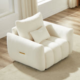 Upholstered Accent Chair Ergonomic Single Sofa Couch Lounge Chair Club Chair Armchair, Beige