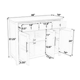 Acacia Wood Sideboard Cabinet with Storage For Living and Dining Room Entrance, Large Size, 3 Doors and 3 Drawers, White