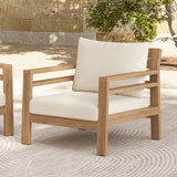 Outdoor Acacia Wood Patio Chair, Farmhouse Armchair with Water-Resistant Cushions for Garden, Balcony, Backyard, Light Teak+Beige