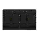 Farmhouse Sideboard with 3 Drawers & 4 Doors, Storage Buffet Cabinet with Adjustable Shelf, Shoe Cabinet, Black