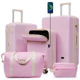 5pcs Hardside Luggage Set, 20" Carry On (USB Port), Expandable 24/28" Suitcases with Spinner Wheels & TSA Locks