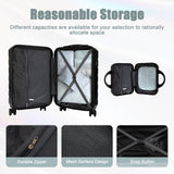14"/20" 2 pcs/set in ABS Spinner Wheel Luggage, with Combination Lock,14" Cosmetic Case (Black)