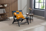 Upholstered Accent Chair Ergonomic Lounge Chair Single Sofa Chair, Blue+Yellow