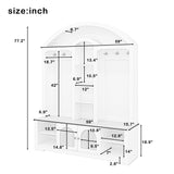 Curved Top Hall Tree with Storage & Hooks, Entryway Coat Rack with Shoe Bench & LED Light, Multi-Functional Foyer Organizer