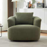 360° Swivel Barrel Accent Chair with Throw Pillow, Upholstered Boucle Armchair for Living Room, Bedroom, Office or Hotel - ModernLuxe