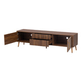 Mid Century TV Stand with 2 Drawers, Media Console Table for TVs up to 80'', Entertainment Center with Storage, Walnut