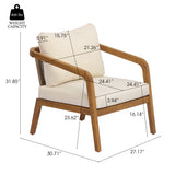 Patio Accent Chair Outdoor Club Chair Porch Leisure Armchair with Water-resistant Cushion & Weather-Resistant Acacia Wood Frame