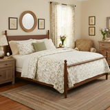 King Size Platform Bed Frame with Headboard & Sturdy Solid Poplar Frame, Walnut