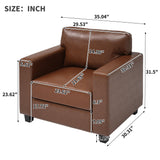 Accent Chair Upholstered Single Sofa Chair Club Chair Armchair Reading Chair Leisure Chair with Soft Cushion, Brown