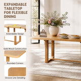 6pcs Extendable Dining Table Set Dining Set Family Kitchen Table Set with 4 Padded Dining Chairs & Bench, Natural