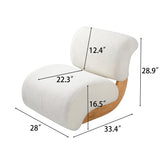 Curved Accent Chair Ergonomic Slipper Chair Upholstered Single Sofa Chair Reading Armless Lounge Chair, Beige