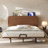 Queen Size Platform Bed Frame Floating Bamboo Bed with USB Port & Headboard