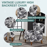 Wingback Accent Chair & Coffee Table Set, Reading Armchair Vintage Luxury Lounge Chair, Antique White+Gray