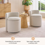 Storage Swivel Chair Velvet Upholstered Barrel Chair Ergonomic Accent Chair Round Vanity Stool, Beige