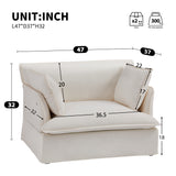 Modern Oversized Chenille Accent Chair Armchair, Single Sofa with Charging Ports & Throw Pillows, White