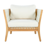 Patio Accent Chair Dining Chair Rope Outdoor Single Lounge Chair Ergonomic Armchair with Soft Cushion&Weather-Resistant Frame,Natural+Beige