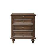 Farmhouse 4-Drawer Nightstand Set of 2 Side Table Wood Storage End Table with Hidden Pull-Out Shelf