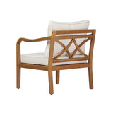 Outdoor Club Chair Patio Ergonomic Accent Chair with Soft Water-resistant Cushions & Weather-Resistant Acacia Wood Frame, Teak+Beige