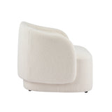 Curved Boucle Accent Chair, Textured Upholstered Armchair Sofa Chair Barrel Chair