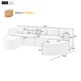 114.9"W Modular Sectional Sofa with Curved Design, Free-Combined Boucle Fabric Sofa Bed
