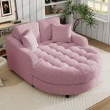 55"W Upholstered Chaise Lounge Sofa Bed Sofa Couch with Tufted Seat and Detachable Pillows, Pink