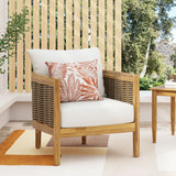 Patio Accent Chair Outdoor Club Chair Single Lounge Sofa Armchair with Soft Waterproof Cushion&Weather-Resist Acacia Wood Frame