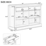 47" Farmhouse Console Table, Entryway Table with 2 Drawers & Open Storage Shelves for Living Room, Hallway, Dining Room