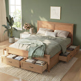 Queen Size Platform Bed Frame Storage Bed with 6 Drawers