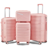 4 PCS Expandable ABS Hard Shell Lightweight Luggage Set with Spinner Wheels and TSA Lock 14"20''24''28'', Pink