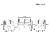 4-Piece Outdoor Patio Conversation Set, Rope Woven Chairs and Loveseat with Cushions & Coffee Table