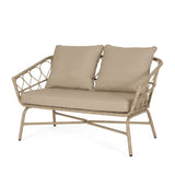 4 PCS Outdoor Sofa Set Outdoor Conversation Set Modular Garden Furniture Set Patio Seating Group for 4, Club Chair & Cushion & Table,Brown