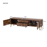 Mid Century TV Stand with 2 Drawers, Media Console Table for TVs up to 80'', Entertainment Center with Storage, Walnut