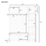 American Style 4-in-1 Hall Tree with Padded Bench, 4 Hooks, Cabinents & Storage Shelves for Entryway, Mudroom
